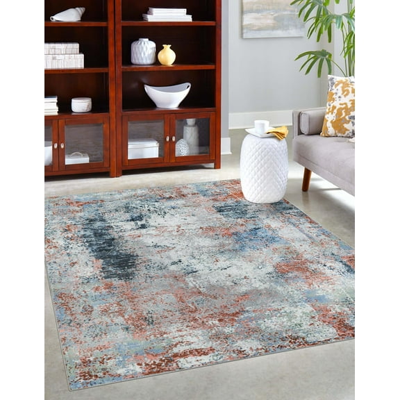 Unique Loom Kamala Washable Collection Area Rug - cloud 9 (5' 3" x 8' Rectangle Multi/Blue)