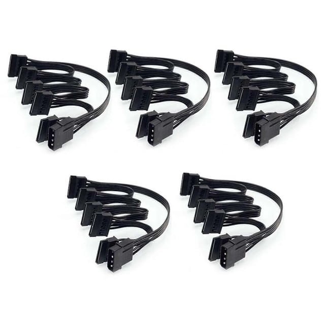 5x 4pin Ide To 5-port Power Supply Cable 4pin Molex To Multi Sata Port 18awg Wire Power Cord For Ha