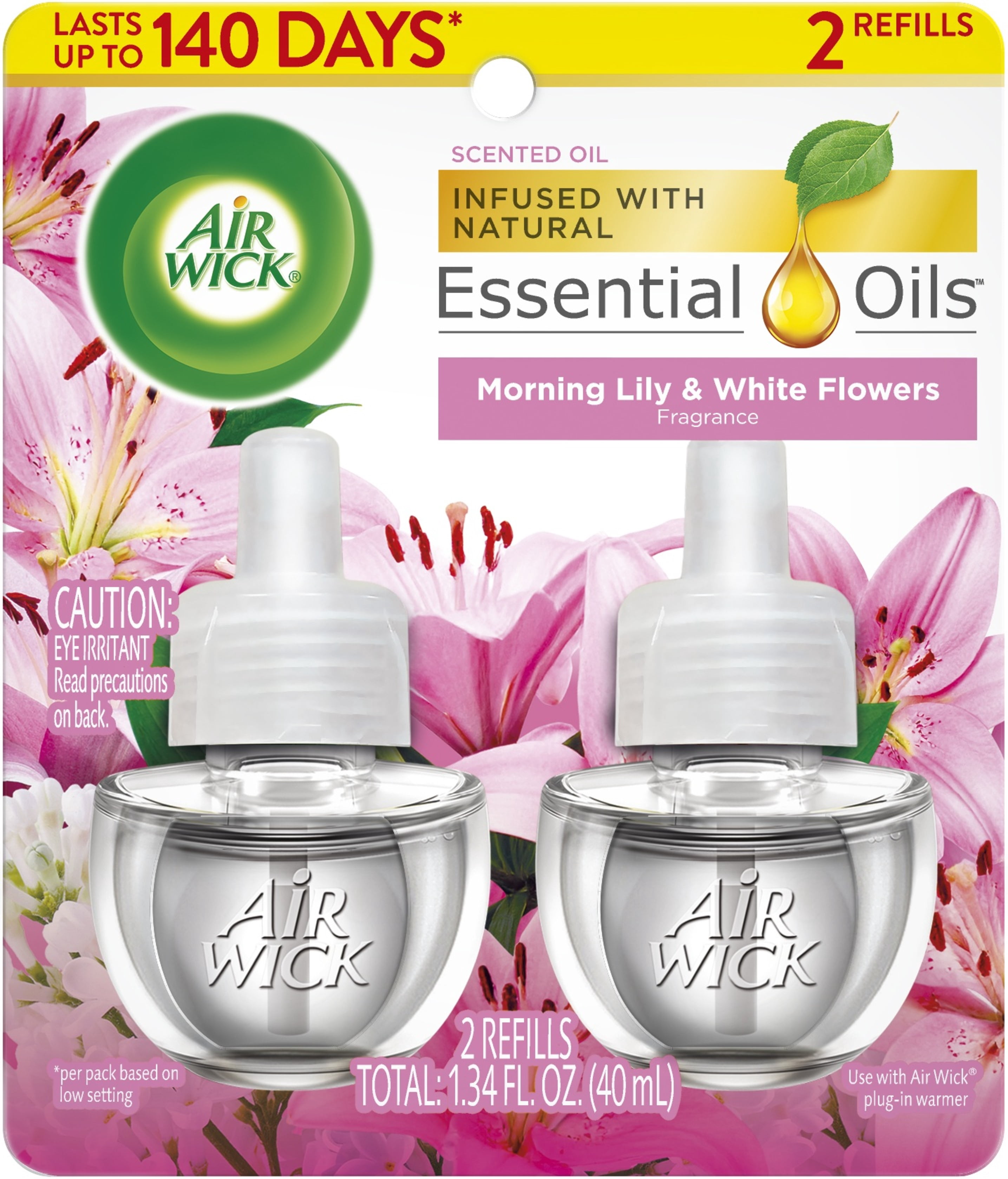 Air Wick Plug-in Scented Oil Refills Morning Lily & White Flowers, 2 Count