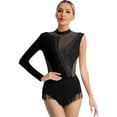 thumbnail image 3 of Zaldita Figure Skating Dress Women Sparkling Rhinestone Fringed Leotard Dance Performance Competition Black XL, 3 of 7