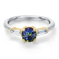 thumbnail image 3 of Gem Stone King 10K Two Tone Gold Blue Mystic Topaz and Lab Grown Diamond Engagement Ring for Women | 1.30 Cttw | Round 6MM | Gemstone November Birthstone | Size 9, 3 of 6