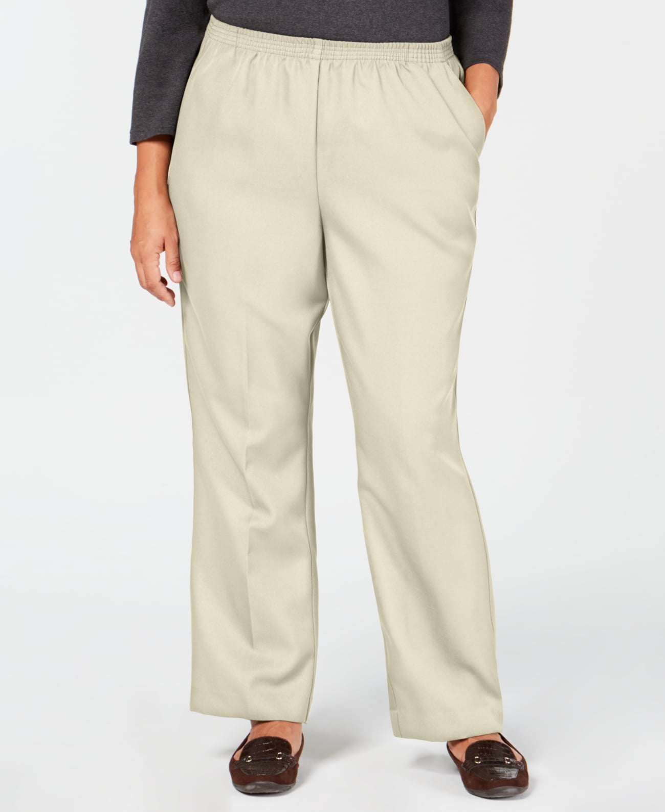 Karen Scott Plus-Size Mid-Rise Pull-On Pants, Beige, 2X - Walmart.com