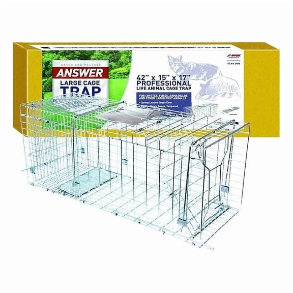 Answer JT Eaton 495N Single Door Live Animal Cage Trap for Extra Large Size Pests, 42" x 15" x 17"