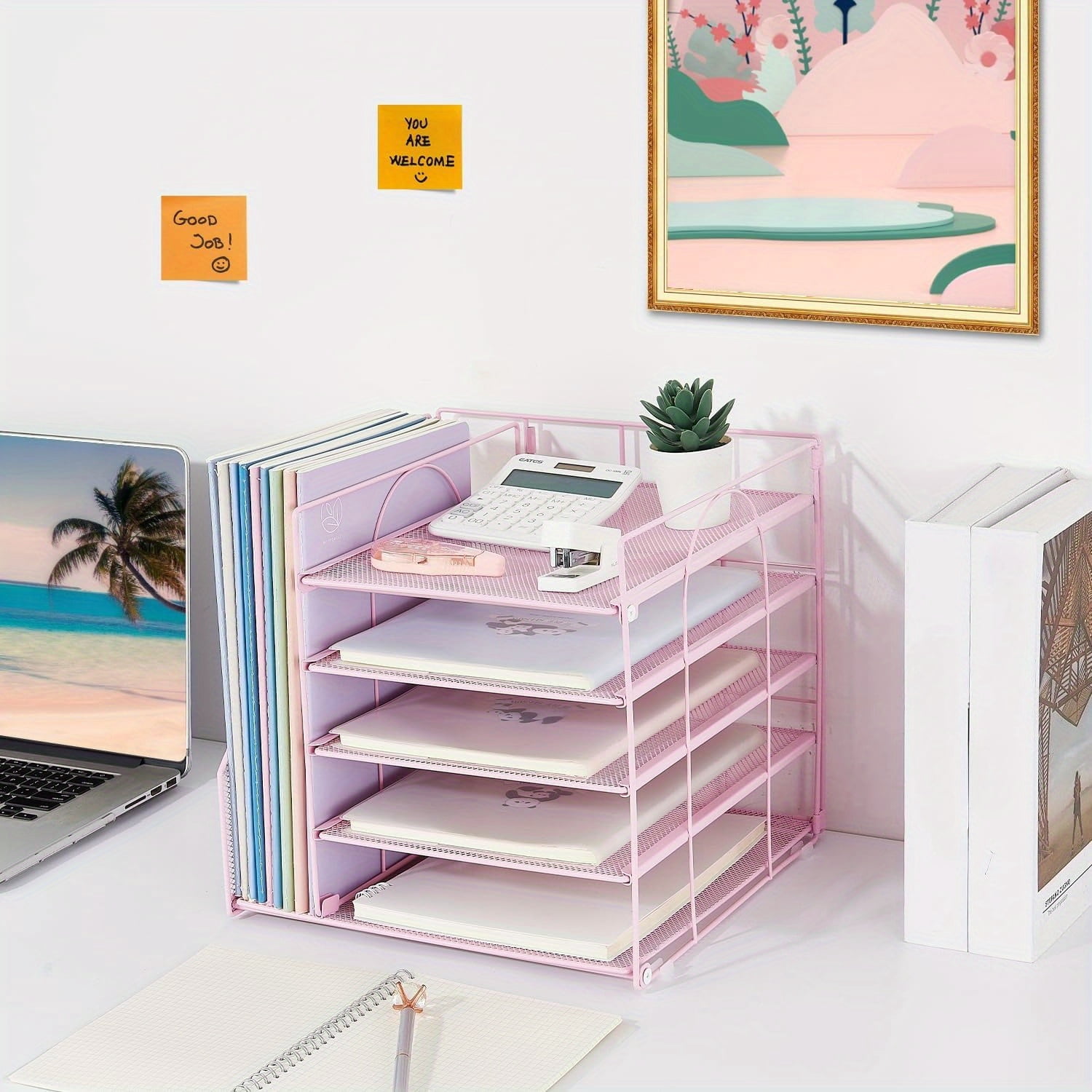 INTIGE 5-Tier Desk Organizer with File Holder, Paper Organizer with Letter Tray