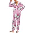 thumbnail image 2 of Hello Kitty Unisex Onesie Pajamas Zipper Jumpsuit Hooded One Piece Sleepwear for Family Mens Womens, 2 of 8