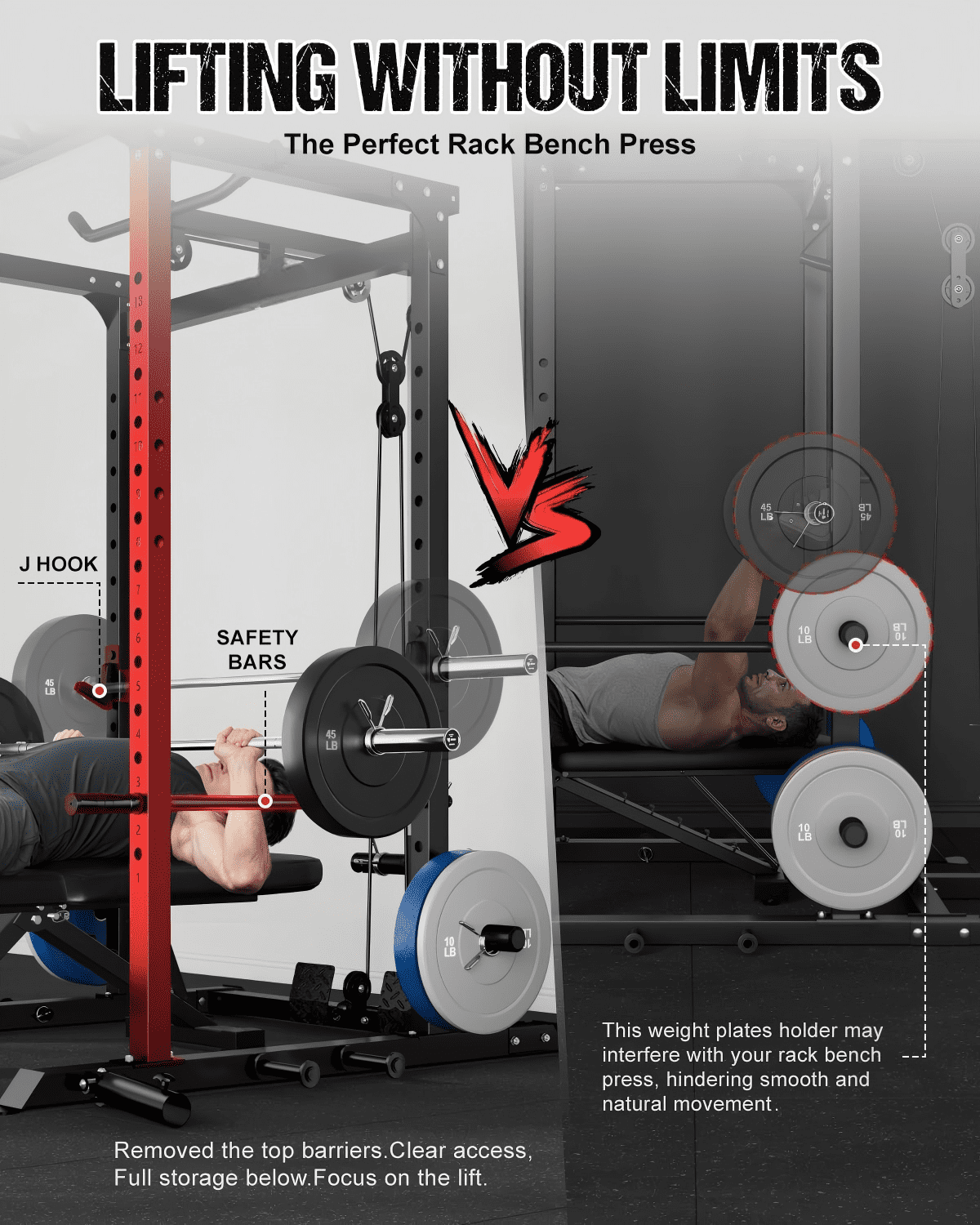 2000LBS Power Cage Squat Rack with LAT Pulldown System, Multi-Function Weight Cage Strength Training Machine, Home Gym Workout Cage with Multiple Attachments for Garage & Home Fitness