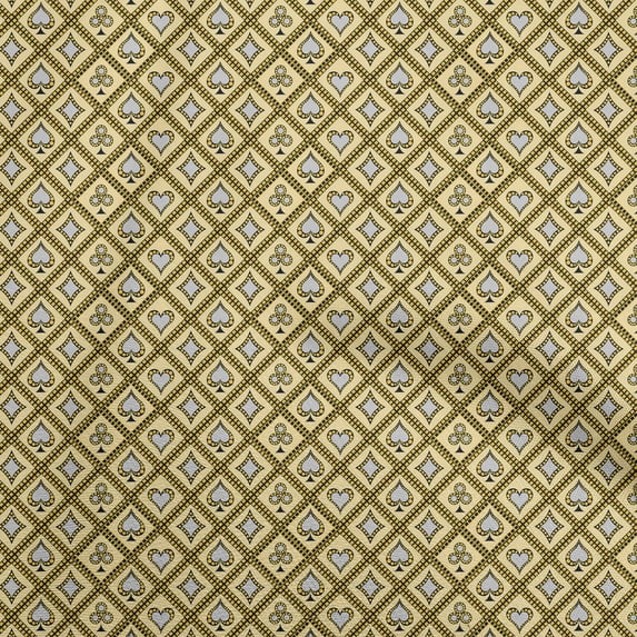 oneOone Silk Tabby Yellow Fabric Poker Card Sewing Fabric By The Yard Printed Diy Clothing Sewing Supplies 42 Inch Wide