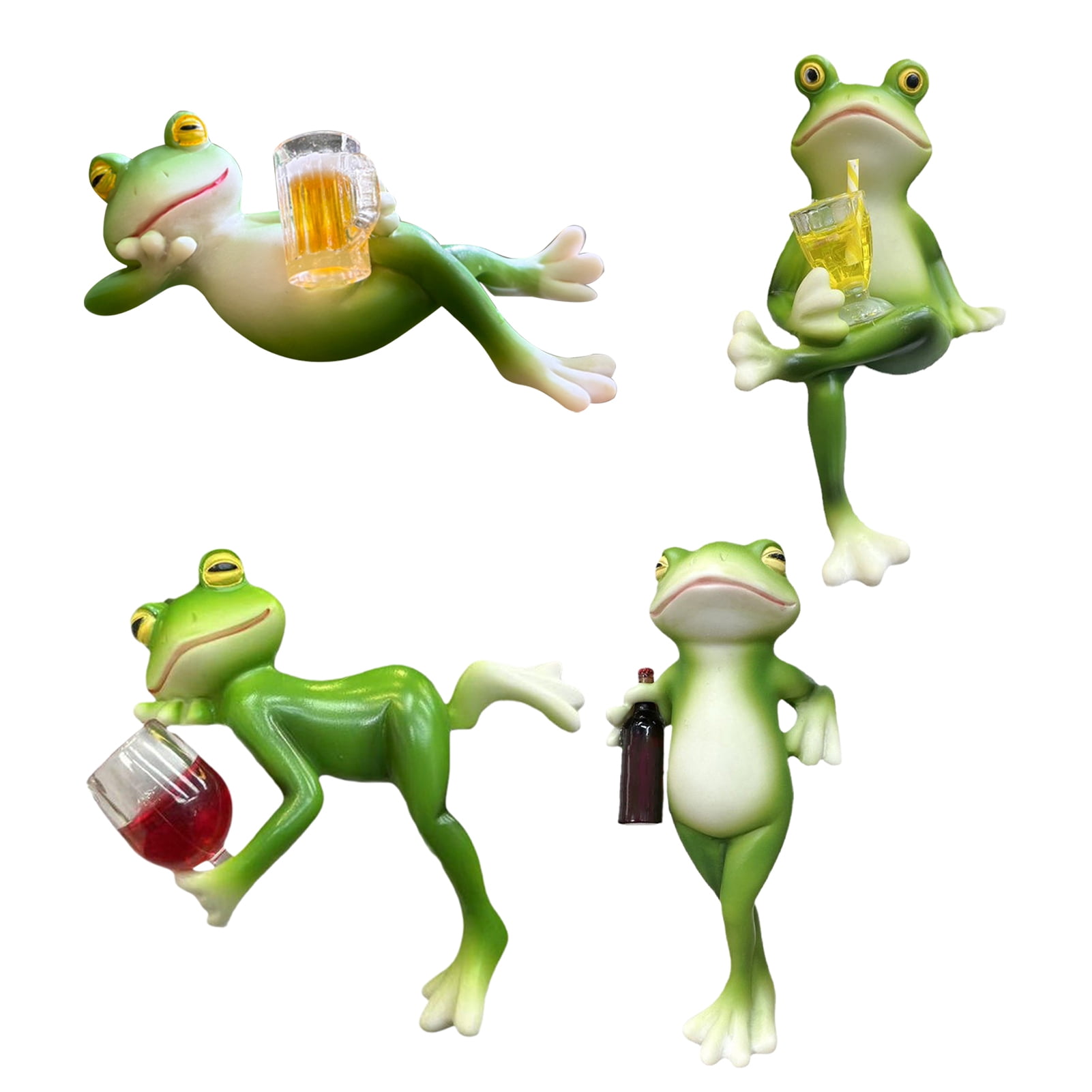 Dserhfy Frog Garden Statue Planter Hugger Drinking Frog Flower Pot Edge Decor Frog Figurine for Potted Plants Aquarium Decoration