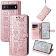 thumbnail image 5 of for Google Pixel 6A Wallet Case, Cat Dog Cartoon Cute Style with ID Card Holder PU Leather Flip Phone Cover Case for Google Pixel 6A MG Rose Gold, 5 of 14