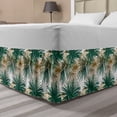 thumbnail image 1 of Jungle Foliage Bed Skirt, Illustration of Repeated Exotic Plants with Long Leaves Pattern, Elastic Bedskirt Dust Ruffle Wrap Around for Bedding Decor, 4 Sizes, Fawn Tan, by Ambesonne, 1 of 2