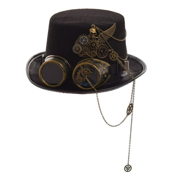 GRACEART Unisex Steampunk Top Hats with Goggles for Men Women (C)