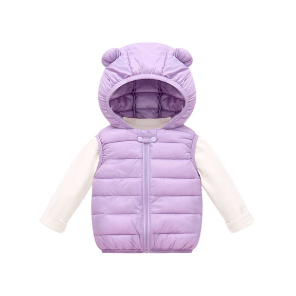 Fesfesfes Baby Toddler Unisex Hooded Puffer Vest with Bear Ears Lightweight Zip Up Warm Quilted Sleeveless Outerwear for Boys Girls 0-5 Years
