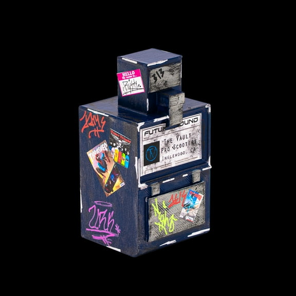 FutureBoundPrints Fingerboard Ramp - Thrashed Newsbox Blue