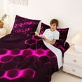 thumbnail image 4 of meiyoeat Neon Honeycomb Pattern Full Size Sheets for Boys Girls, Geometric Hexagon Bed Sheets, Pink, 4pcs, 1 Flat Sheet, 1 Fitted Sheet and 2 Pillowcases, 4 of 6