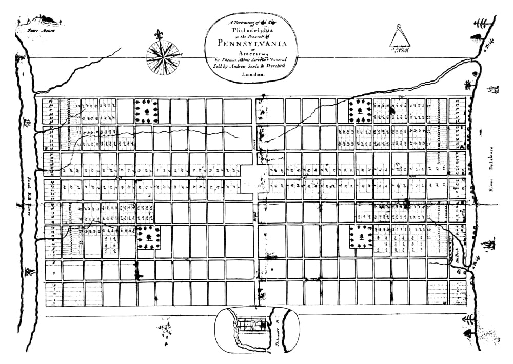 Stretched Canvas Art Philadelphia Map 1683. /Nthe First Engraved