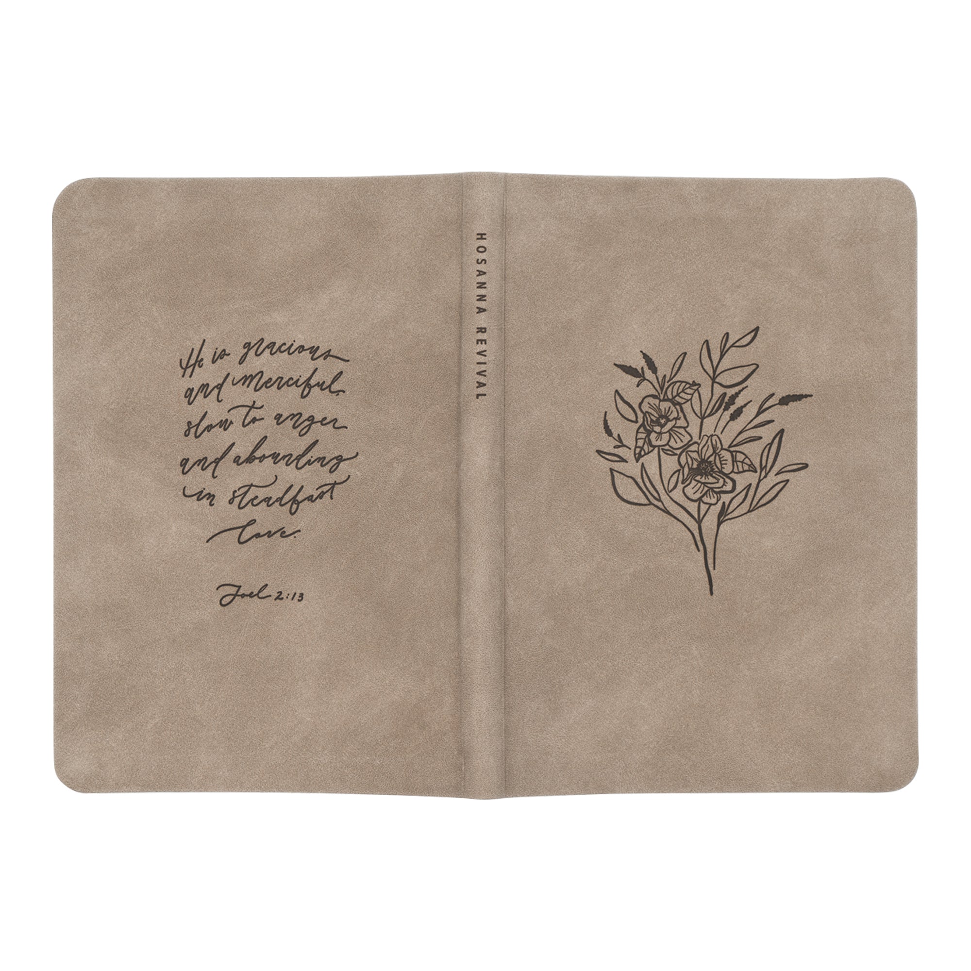 Hosanna Revival, Teen/Adult Notebook, 150-Page Lined Prayer Journal, Taupe Leather-like Softcover with Floral Design, Title: Marlo Theme
