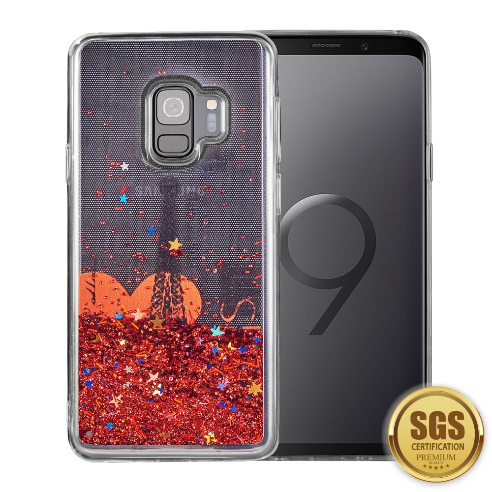 Paris Sparkling Waterfall Protective Case for Samsung Galaxy S9 (Exact Perfect Fit)