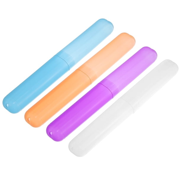 4 Piezas Estuches para Cepillos de Dientes, Blanco Morado Azul Naranja, 7.48"x1.06"