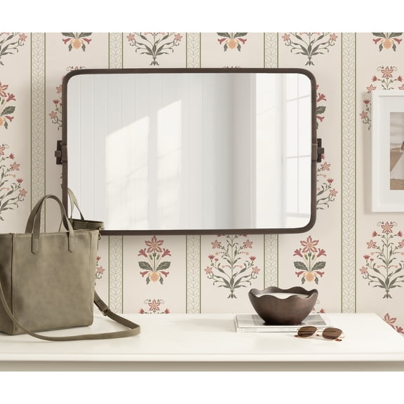 Kate and Laurel Elijah Modern Rectangle Pivot Wall Mirror, 20 x 32, Bronze, Decorative Adjustable Bathroom Mirror for Over Sink or Entryway Accent Mirror