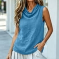 thumbnail image 4 of Sevevn Women's Cowl Neck Sleeveless Tank Top Casual Loose Fit Blouse with Textured Fabric Light Blue L, 4 of 9