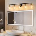 thumbnail image 5 of Bathroom Vanity Lights, 5 Light Black Gold Industrial Wall Mounted Mirror Wall Lights E26 Base with Transparent Glass Shade For Farmhouse,Bedroom, Living Rooms, 5 of 6