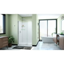 DreamLine Flex 36 in. D x 48 in. W x 78 3/4 in. H Pivot Shower Door Base and White Wall Kit in Brushed Nickel