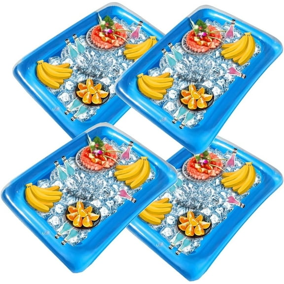 4 Pack Inflatable Salad, Food, Drink Buffet Cooler Tray Inflatable Serving Bar/Bufft Cooler Perfect for BBQ, Picnic, Pool Party