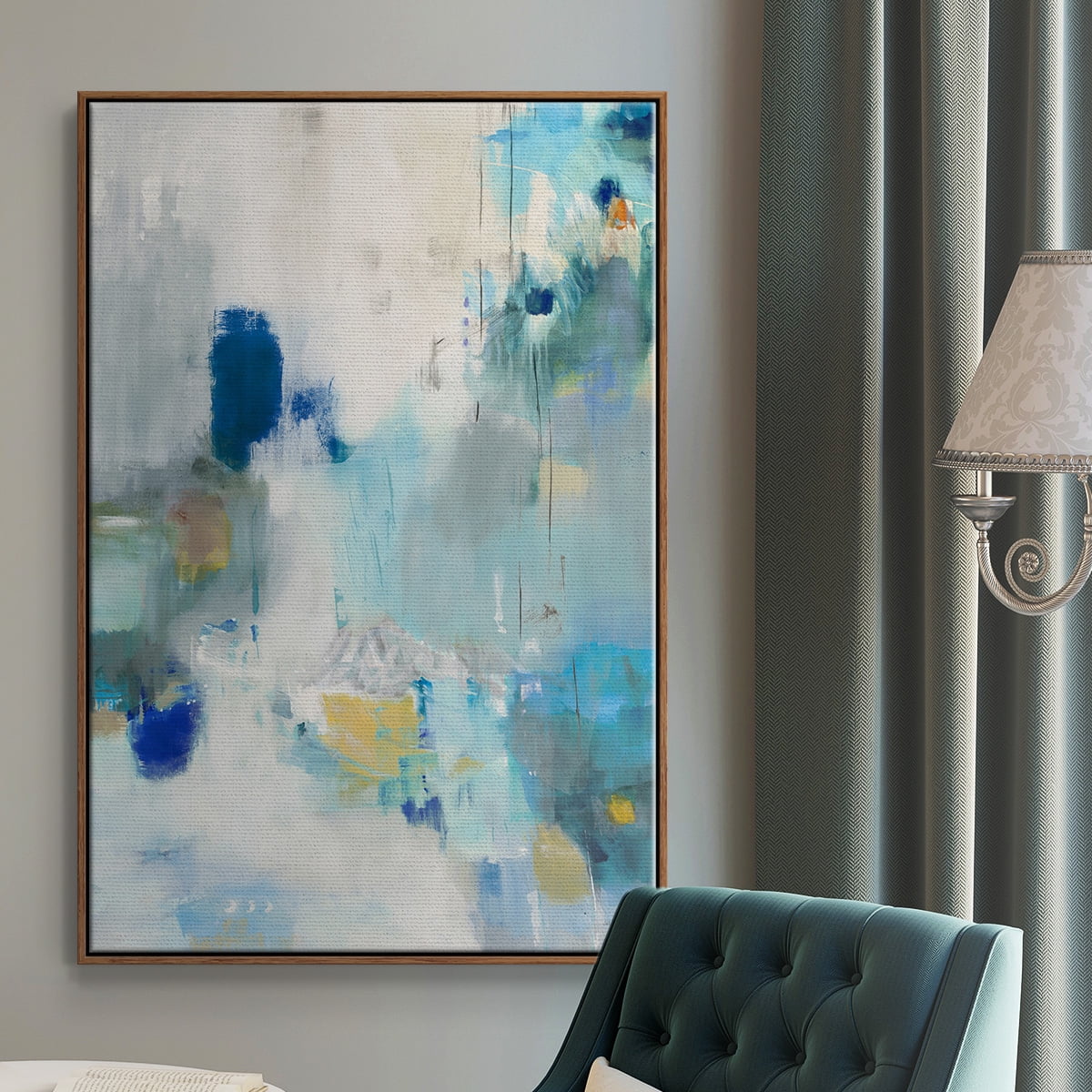 Celeste Motion II Framed Premium Gallery Wrapped Canvas - Ready to Hang - 25 x 37 - Walnut Floating Frame
