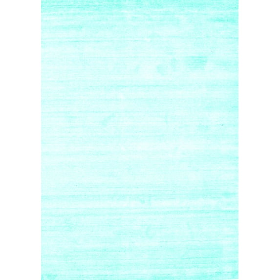 Ahgly Company Machine Washable Indoor Rectangle Solid Turquoise Blue Modern Area Rugs, 8' x 10'