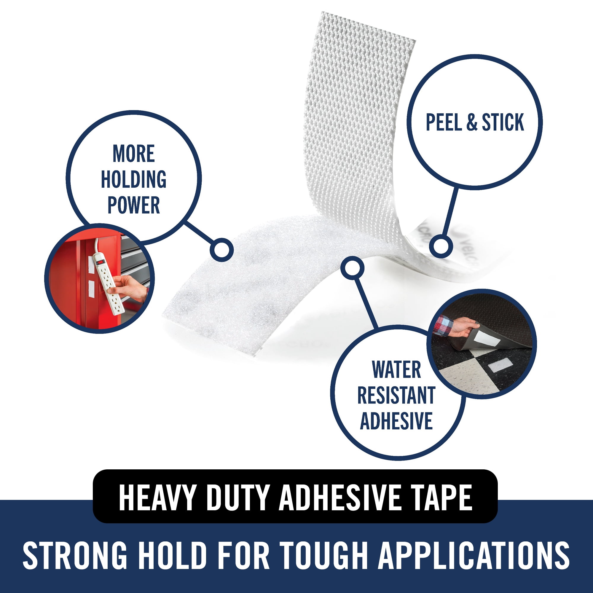VELCRO Brand PRO Series Heavy Duty Fastener Strips, Holds up to 10 lbs, White, 4 in x 1 in, 6 Count