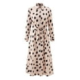 thumbnail image 5 of Conairie Flowy Dress for Women Dotted Print V Neck Loose Stretch Fashion Long Sleeve Swing Dress Lightweight Spring Fall Maxi Dress Khaki XXL, 5 of 8