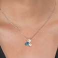 thumbnail image 3 of 925 Silver and 10K Yellow Gold Peach Morganite London Blue Topaz and White Moissanite Pendant Necklace for Women (2.50 Cttw, Oval 8X6MM, 7X5MM and 6X4MM,  October Birthstone, with 18 inch Chain), 3 of 4