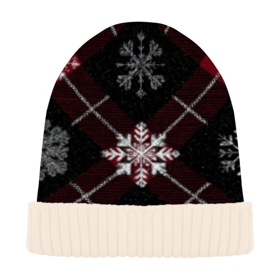 BZSMCE Winter Beanie Hats Casual Warm Cozy CapSnowflake Plaid Pattern