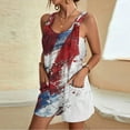 thumbnail image 2 of Edvintorg 4Th Of July Shorts Jumpsuit for Women Fashion Tie Knot Overall Shorts Loose Fit Bib Pants Shortalls Sleeveless Suspender Short Romper with Pocket Women's Clothing, 2 of 5