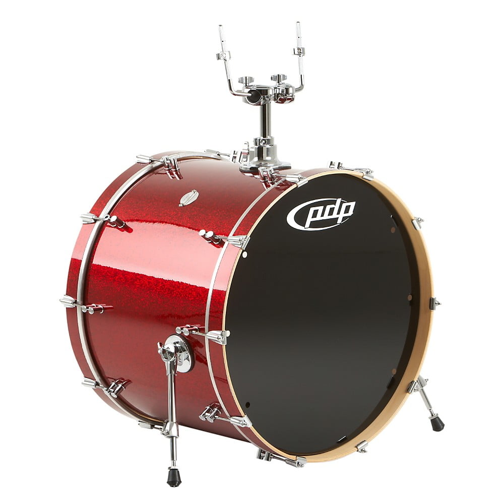 PDP by DW Platinum Finishply Bass Drum with Tom Mount 24 x 18 in. Red