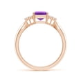 thumbnail image 2 of ANGARA Natural Emerald-Cut 1.5 ct Amethyst Solitaire Ring with Trio Diamonds in 14K Rose Gold for Women (Size-8x6mm) | February Birthstone, Anniversary, Jewelry Gift for Women | Natural Amethyst Ring, 2 of 9