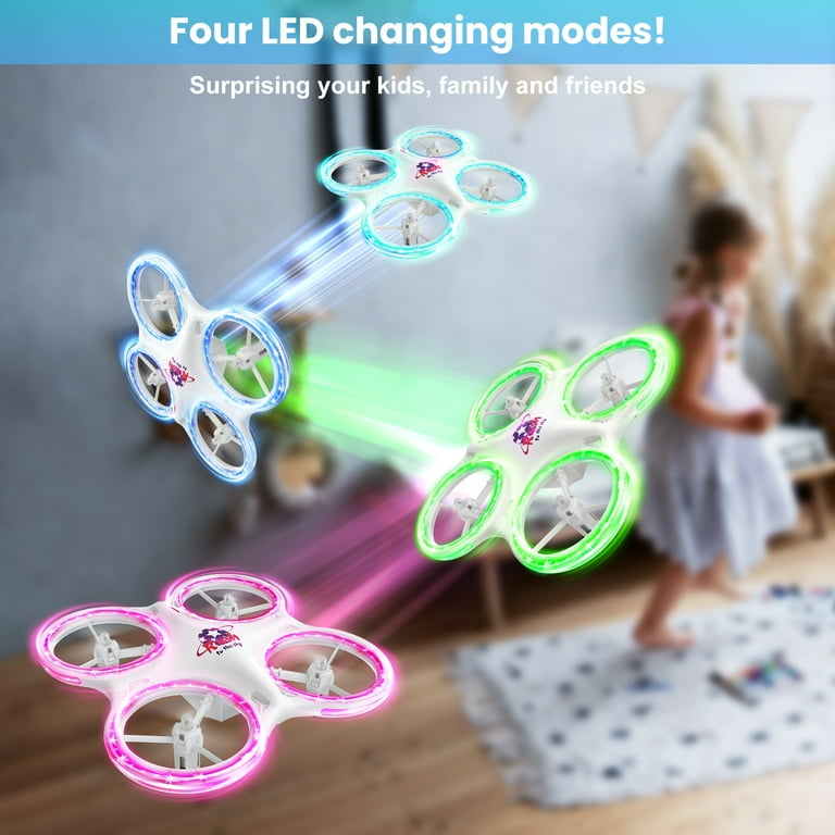AUOSHI M28 Drones for Kids RC Drone with Altitude Hold and Headless Mode 4 Light modes Quadcopter Propeller Full Protect 2 Batteries Easy to fly