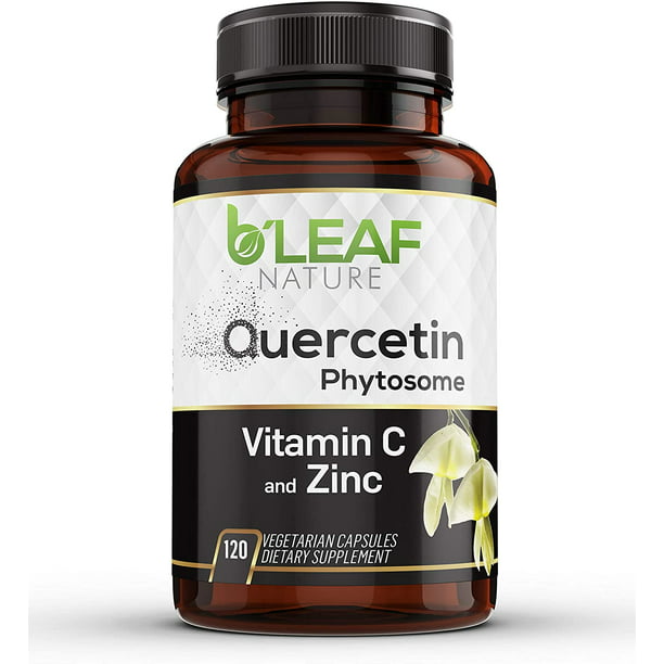 Quercetin Phytosome with Vitamin C and Zinc - 120 Vegetarian caps - Super Absorption - Supports Immune, Respiratory and Cardiovascular Health – Powerful antioxidant - 1000mg per Serving