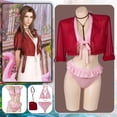 thumbnail image 2 of Traje de baño de Cosplay de Aerith de Final Fantasy 7, disfraz para mujeres y niñas, conjunto de bikini de dos piezas, traje de fantasía para Halloween, 2 of 5