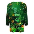 thumbnail image 4 of TrendVibe365 Green Ladies Tops and Blouses 3/4 Sleeve Dressy St Patricks Day Plus Size Round Neck Polyester Casual St. Patricks Day Blouse Tops for Irish Themed Gifts XL, 4 of 5