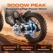 Electric Dirt Bike for Adults,3000W Electric Motorcycle 36MPH 48V 25Ah Battery,85+Miles Electric Bike,16 Fat Tire Ebike,Dual Hydraulic Brakes Mountain Bike,Full Suspension,UL2849