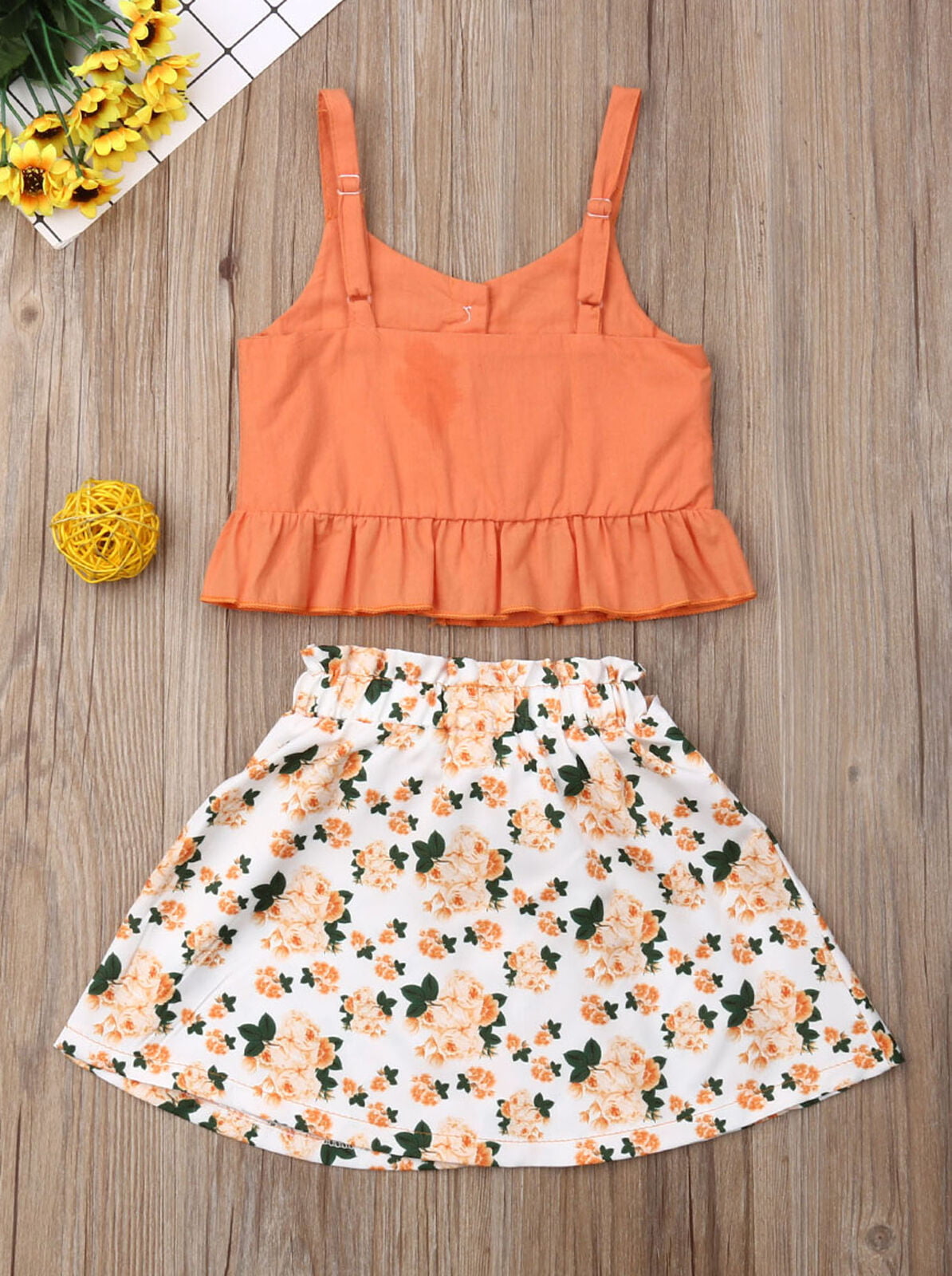 Toddler Baby Girl Floral Outfit Off Shoulder Crop Tops Tanks & Shorts Skirt Set Newborn Infant Summer Clothes 