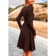 thumbnail image 2 of Vestido PRETTYGARDEN de otoño con manga larga acanalado color café oscuro talla S, 2 of 8
