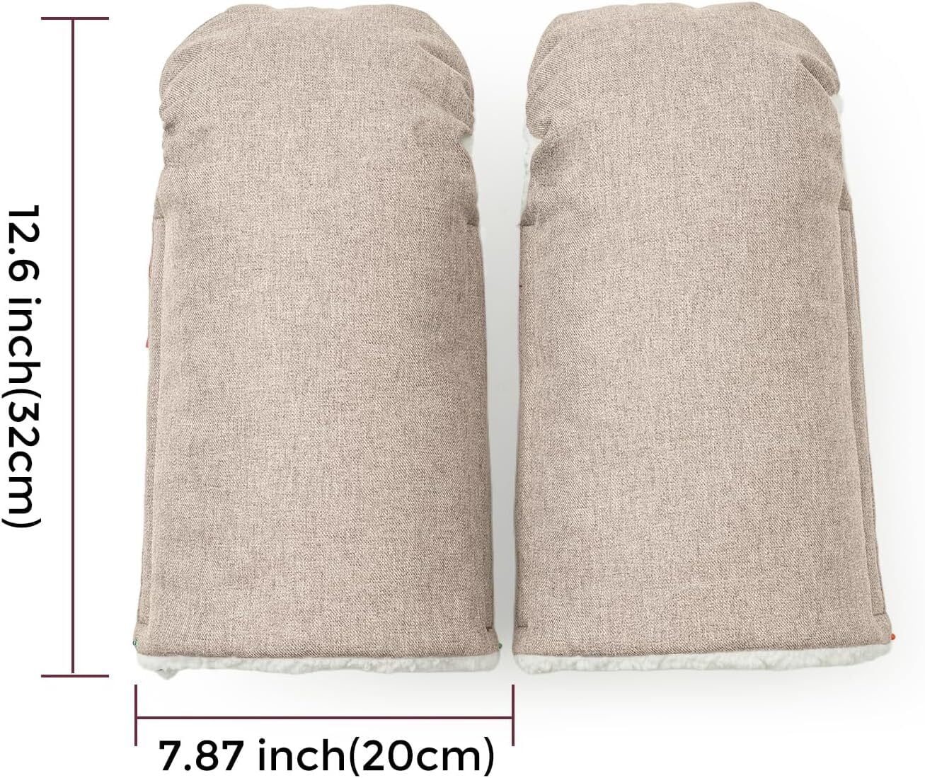 Momcozy Stroller Gloves Warmmuffs,Universal Winter Anti-Freeze Stroller Mittens,Winter Handmuff Stroller Accessories,Ultra-Plush,Weather-Proof,Foldable Adjustable,Shopping Golf Pet Cart, Khaki
