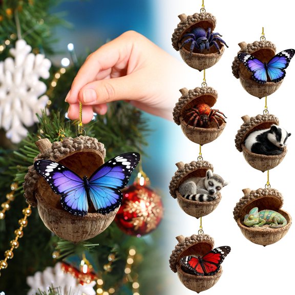 🌲 7PCS Unique Woodland & Exotic Animal Christmas Ornaments – Forest & Exotic Acrylic Hanging Decorations, Rustic Nature-Themed Holiday Décor 2025, Animal Lovers Gift