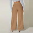 thumbnail image 4 of Sakmal Khakis Pants for Women Work Wide Leg Dressy Trousers High Waisted Full Length Plain Brown Pants with Pockets, 4 of 5