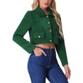 thumbnail image 4 of MODA NOVA Tweed Blazer for Juniors Short Suit Long Sleeve Crop Jacket S Green, 4 of 6