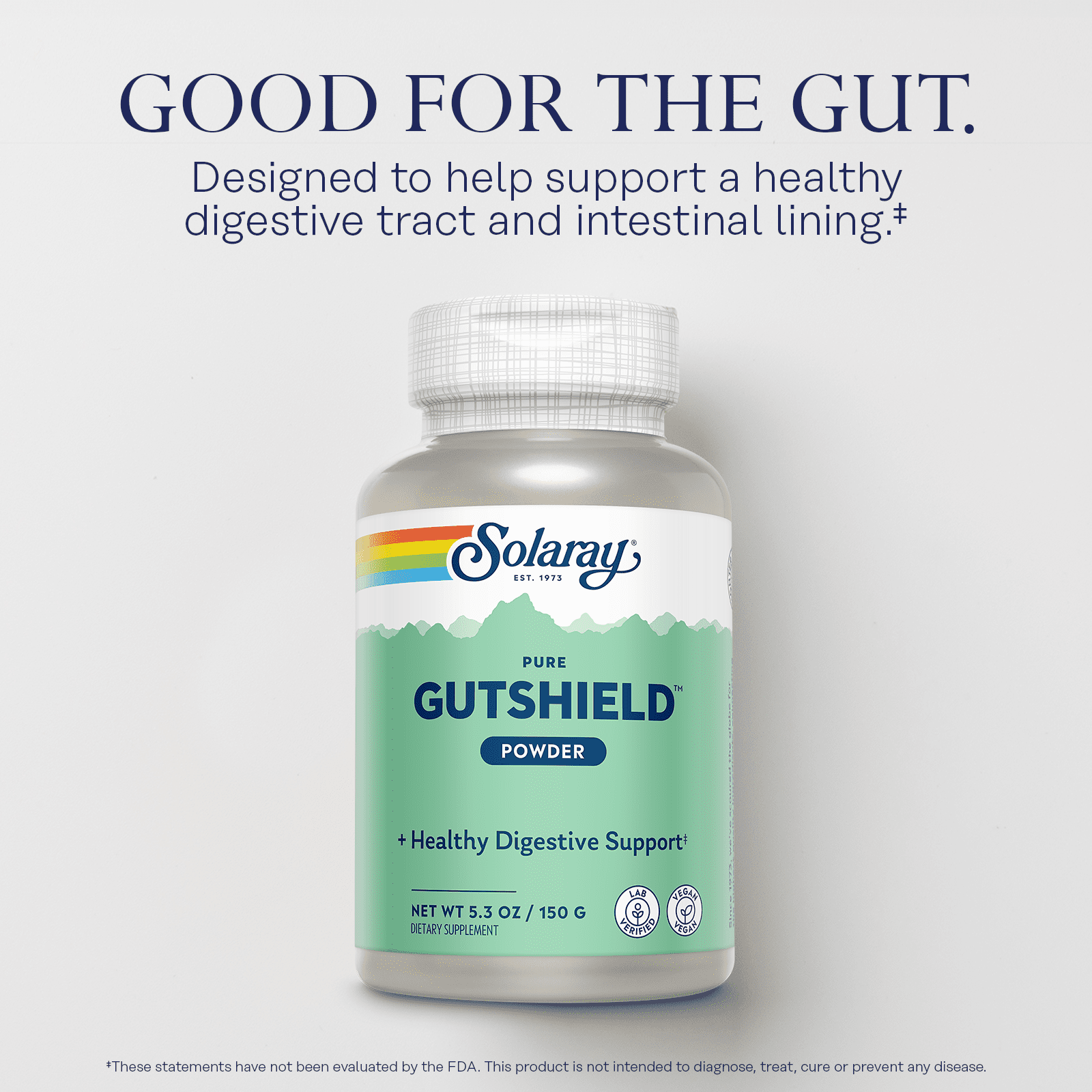 Solaray Pure GutShield Powder | Digestive Gut Health Support for Adults | L-Glutamine, Vitamin C, Zinc | 150g, 30 Serv.