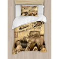 thumbnail image 3 of Ambesonne Vintage Nostalgic Car Figure with Garage Service and Repair Store Phrase Dated Faded Duvet Cover Set, 3 of 3
