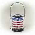thumbnail image 3 of Alpine Corporation 7" Outdoor Metal Solar Patriotic Lantern with LED Light, Red/Blue, 3 of 15